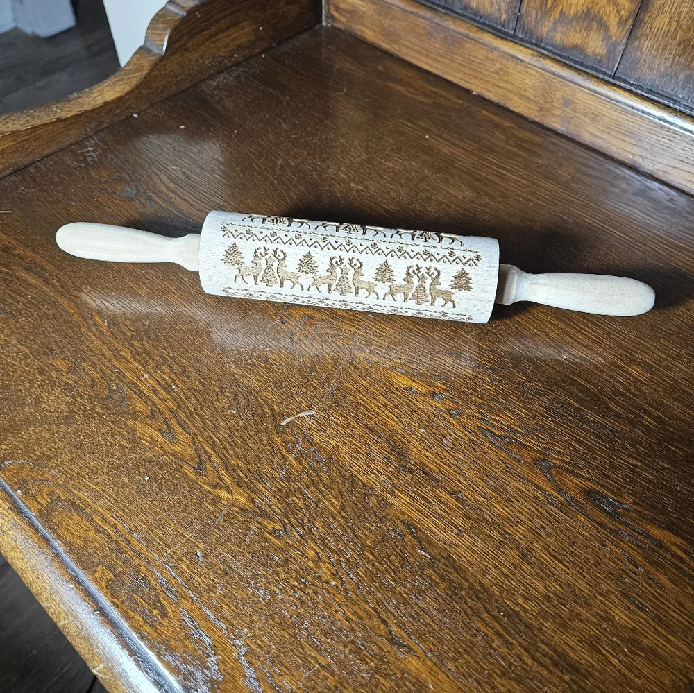Christmas Pattern Embossed Rolling Pin
